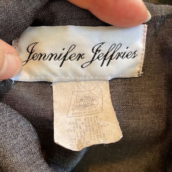 Vtg 80s Jennifer Jeffries long gray thin jacket with side slits - Picture 11 of 12